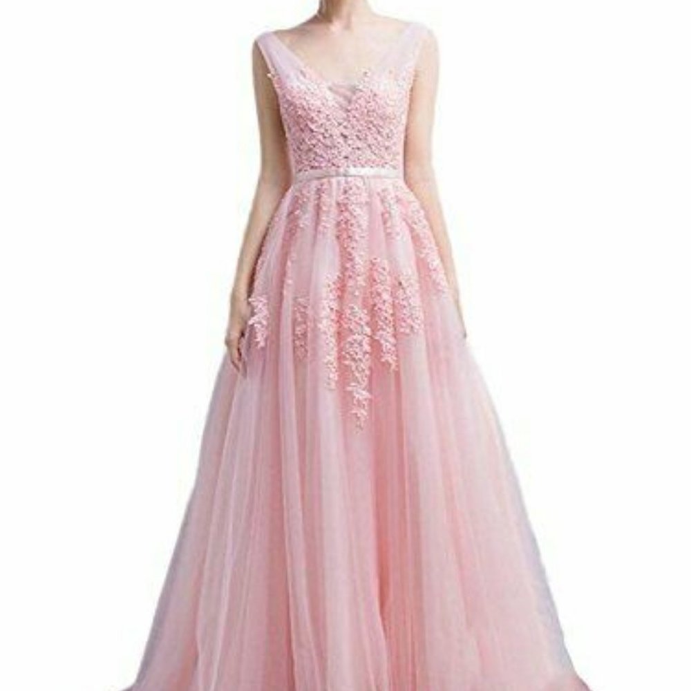 BabyOnline Double V-Neck Tulle Applique Gown/Dress - Picture 7 of 7
